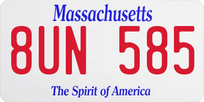 MA license plate 8UN585