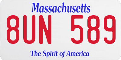MA license plate 8UN589