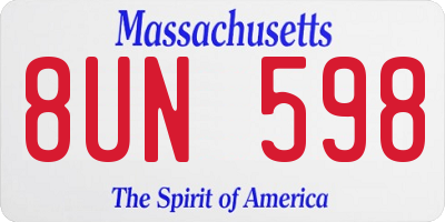 MA license plate 8UN598