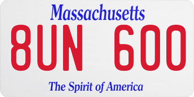 MA license plate 8UN600