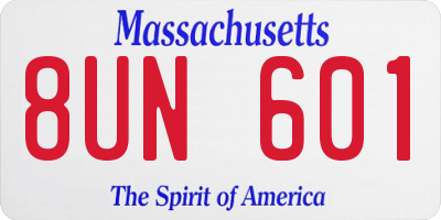 MA license plate 8UN601