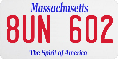 MA license plate 8UN602