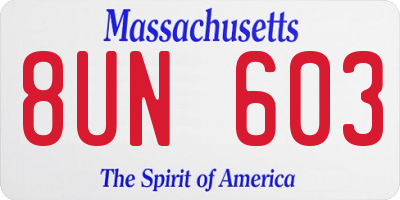 MA license plate 8UN603