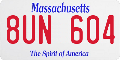 MA license plate 8UN604
