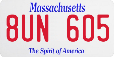 MA license plate 8UN605