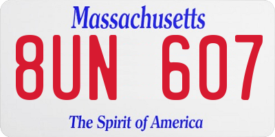 MA license plate 8UN607