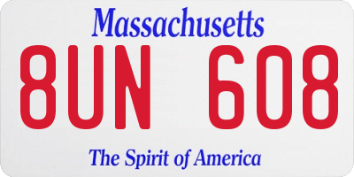 MA license plate 8UN608