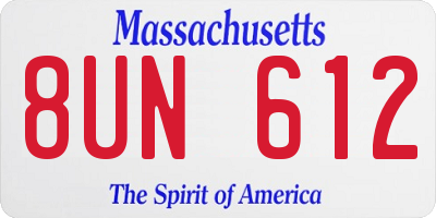 MA license plate 8UN612