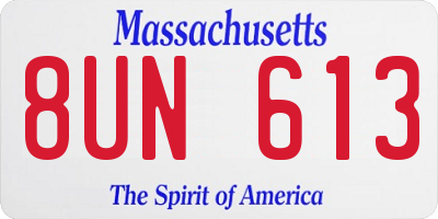 MA license plate 8UN613