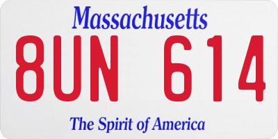 MA license plate 8UN614