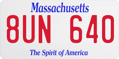 MA license plate 8UN640