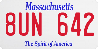 MA license plate 8UN642