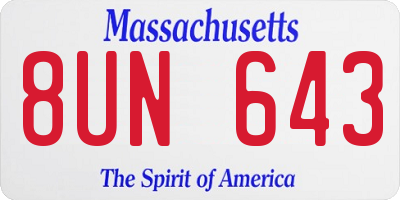 MA license plate 8UN643