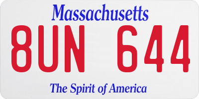 MA license plate 8UN644