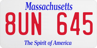 MA license plate 8UN645