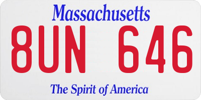 MA license plate 8UN646