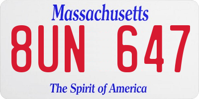 MA license plate 8UN647