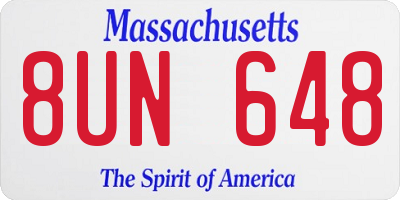 MA license plate 8UN648