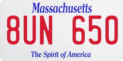 MA license plate 8UN650