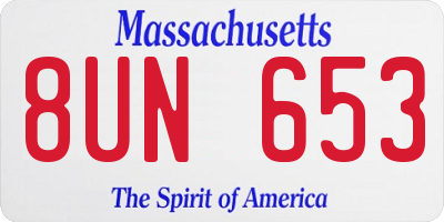 MA license plate 8UN653