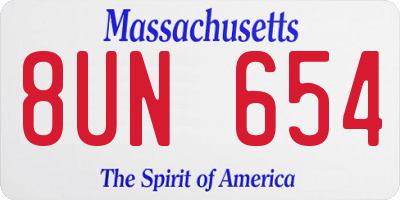 MA license plate 8UN654