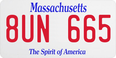 MA license plate 8UN665