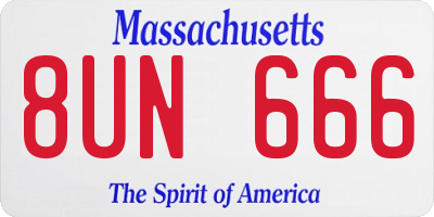 MA license plate 8UN666