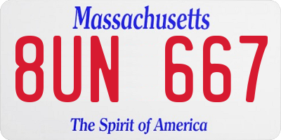 MA license plate 8UN667