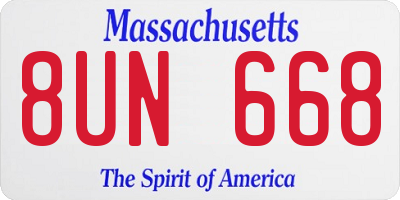 MA license plate 8UN668