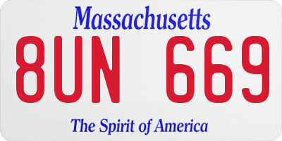 MA license plate 8UN669