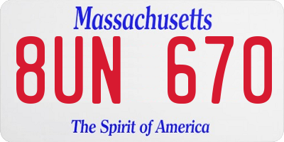 MA license plate 8UN670