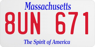 MA license plate 8UN671