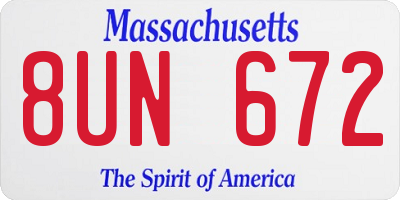 MA license plate 8UN672