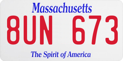 MA license plate 8UN673