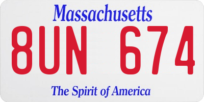 MA license plate 8UN674