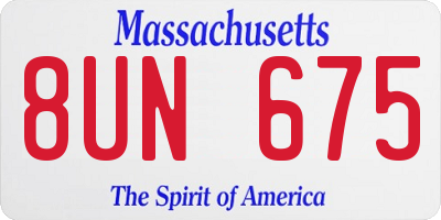 MA license plate 8UN675
