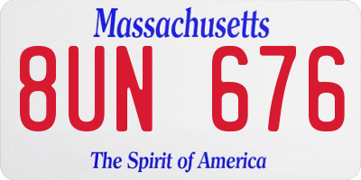 MA license plate 8UN676