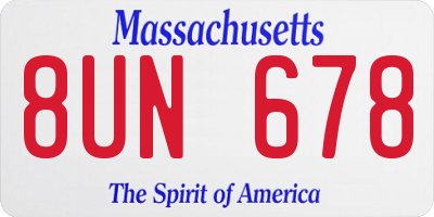 MA license plate 8UN678