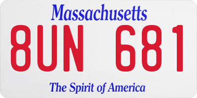 MA license plate 8UN681