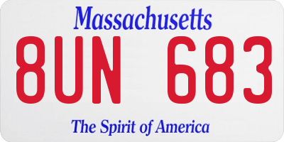 MA license plate 8UN683