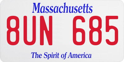 MA license plate 8UN685