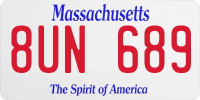 MA license plate 8UN689