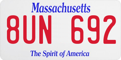 MA license plate 8UN692
