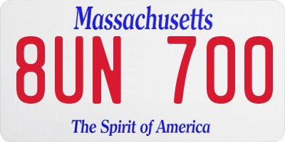 MA license plate 8UN700