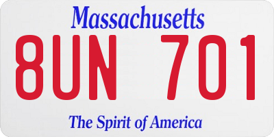 MA license plate 8UN701