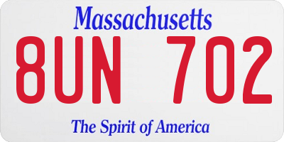MA license plate 8UN702