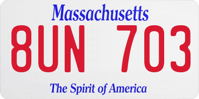 MA license plate 8UN703