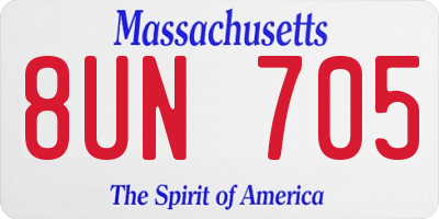 MA license plate 8UN705
