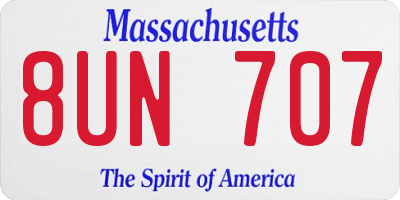 MA license plate 8UN707