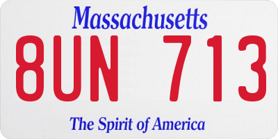 MA license plate 8UN713